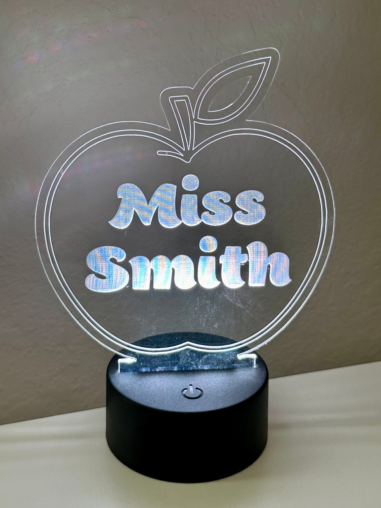 Apple Shaped LED Night Light Lamp Customized, Teacher, Multiple Color Changes, Remote Control