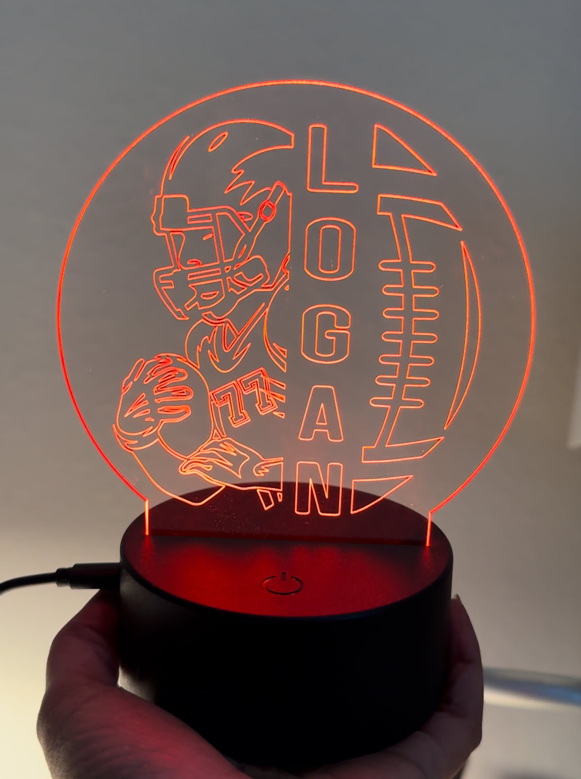 Football Jersey Side View LED Night Light Lamp Customized Youth Pee Wee Trophy