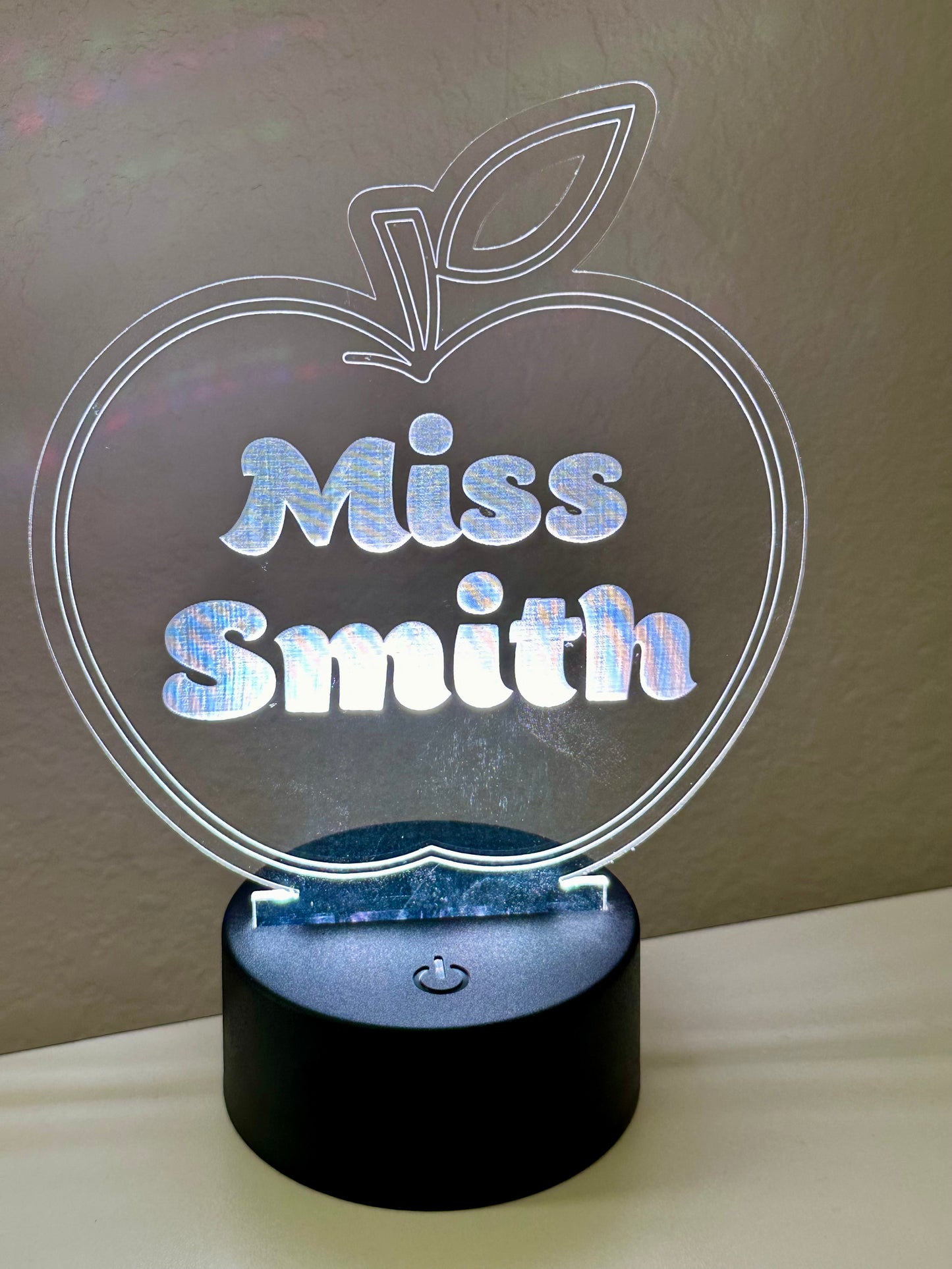 Apple Shaped LED Night Light Lamp Customized, Teacher, Multiple Color Changes, Remote Control