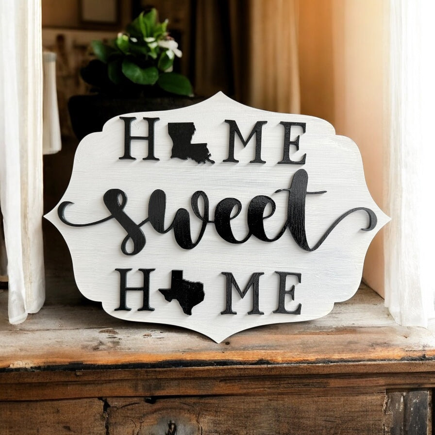 Home Sweet Home Customized State to State Wall Decor, Relocation Gift, Housewarming, Realtor Closing, Anniversary White Background