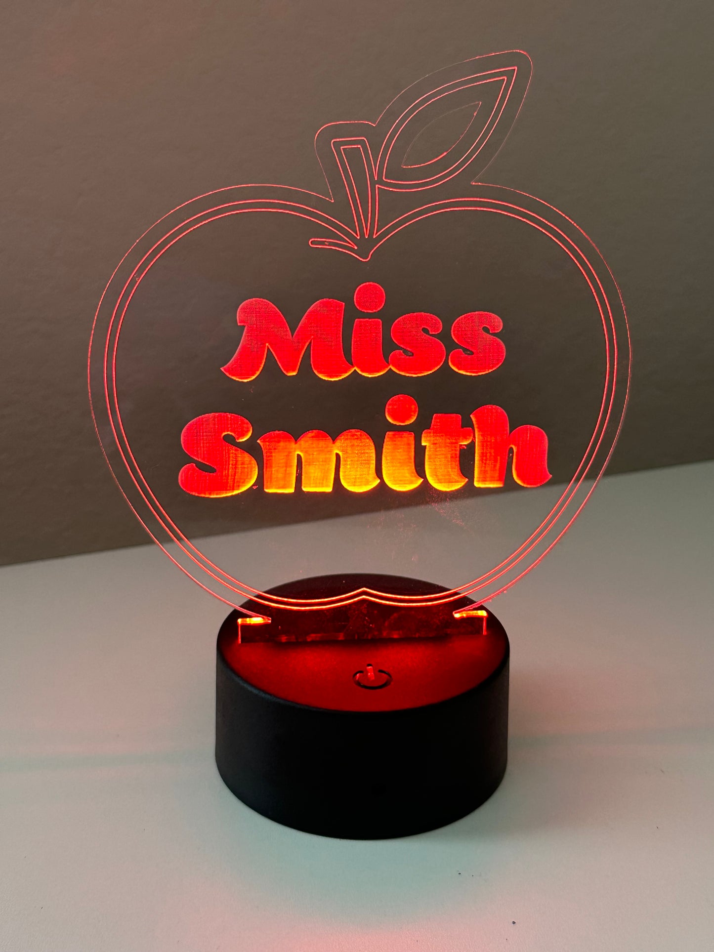 Apple Shaped LED Night Light Lamp Customized, Teacher, Multiple Color Changes, Remote Control