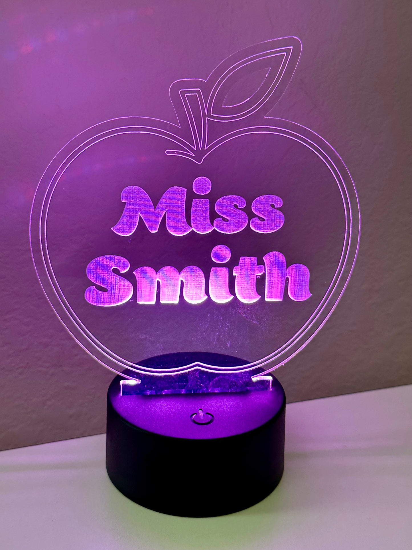 Apple Shaped LED Night Light Lamp Customized, Teacher, Multiple Color Changes, Remote Control