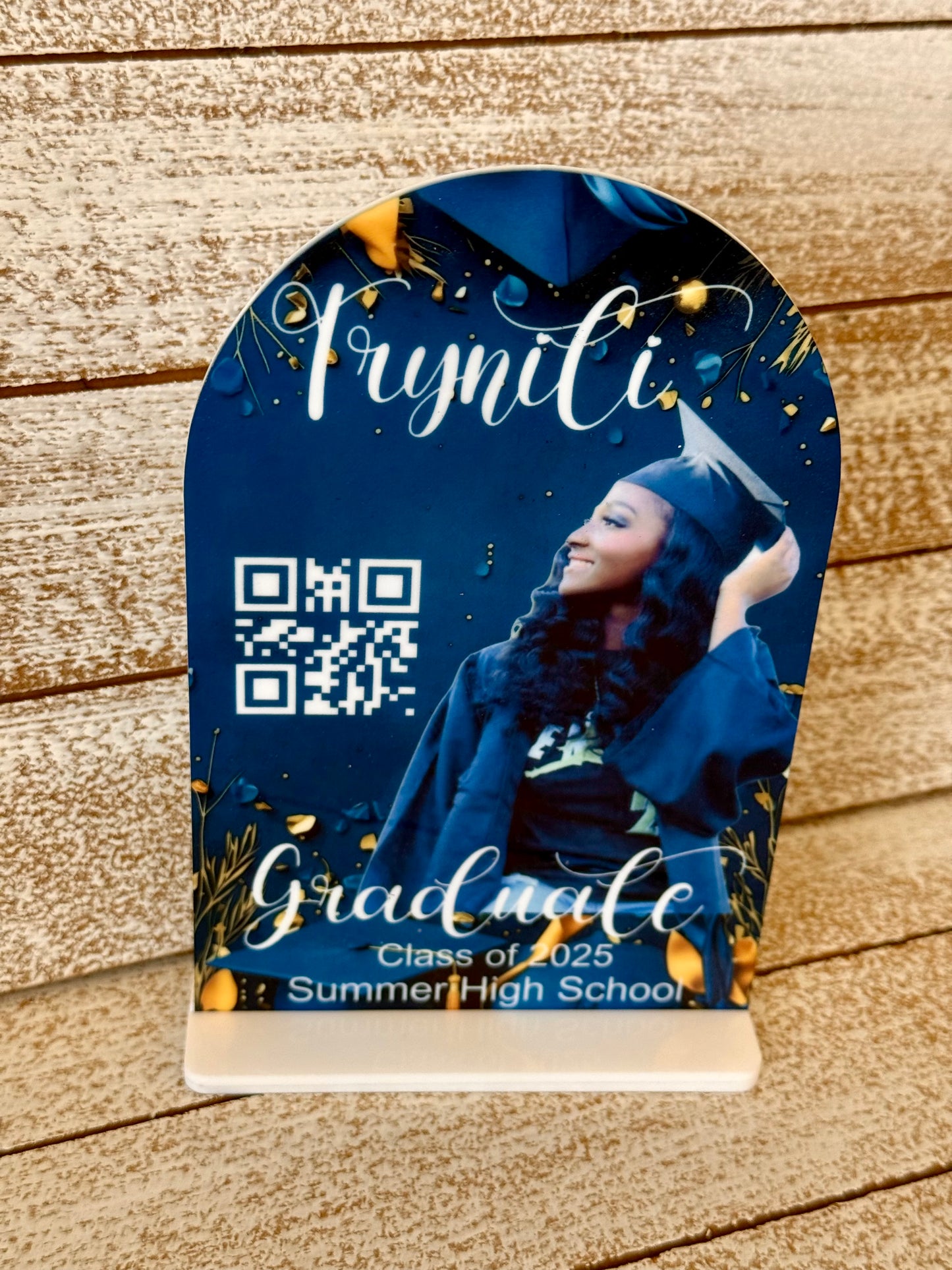 Full Color Graduation QR Code Arch ShapedTable Top Sign CashApp Venmo ApplePay Personalized