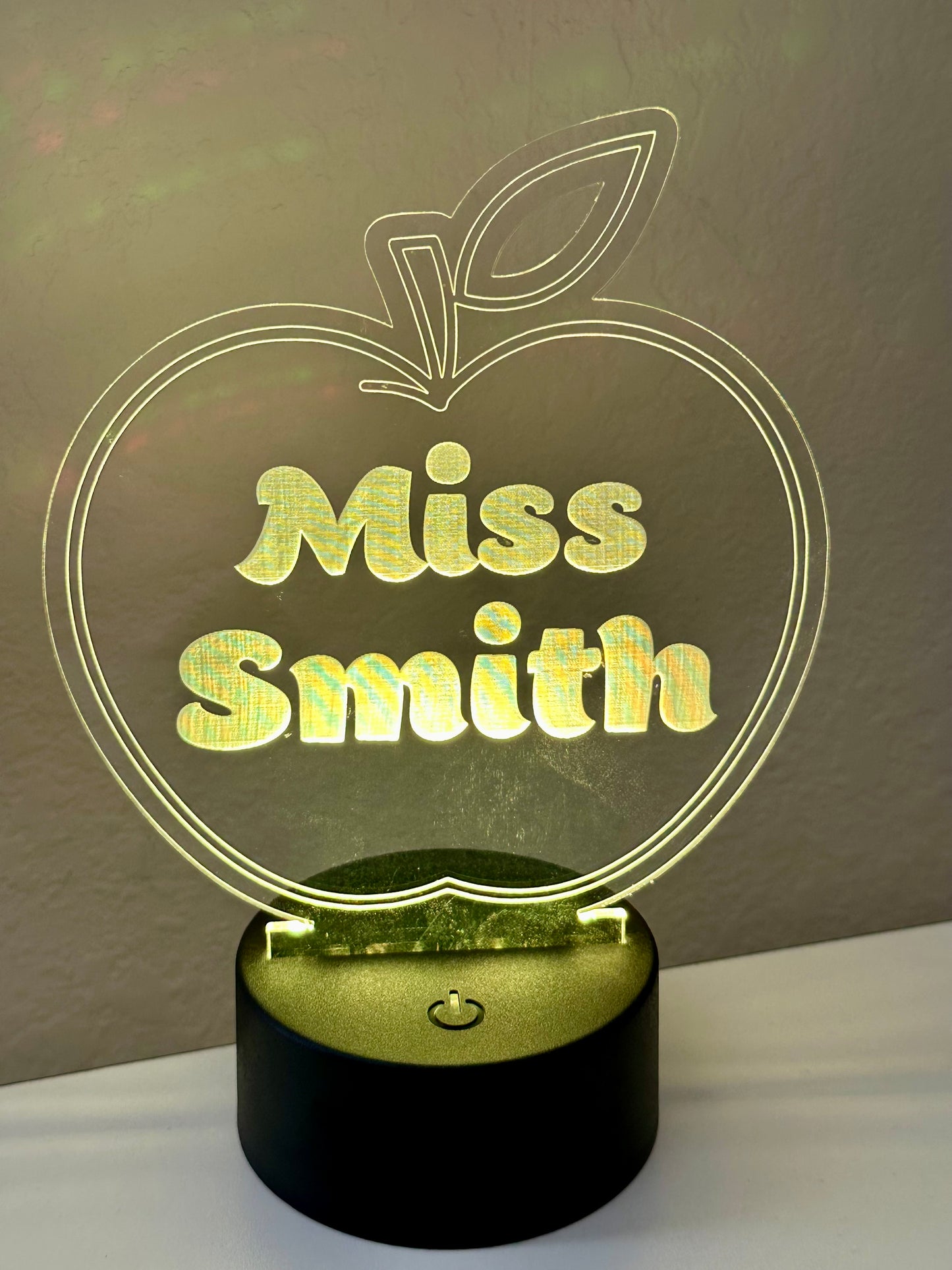 Apple Shaped LED Night Light Lamp Customized, Teacher, Multiple Color Changes, Remote Control