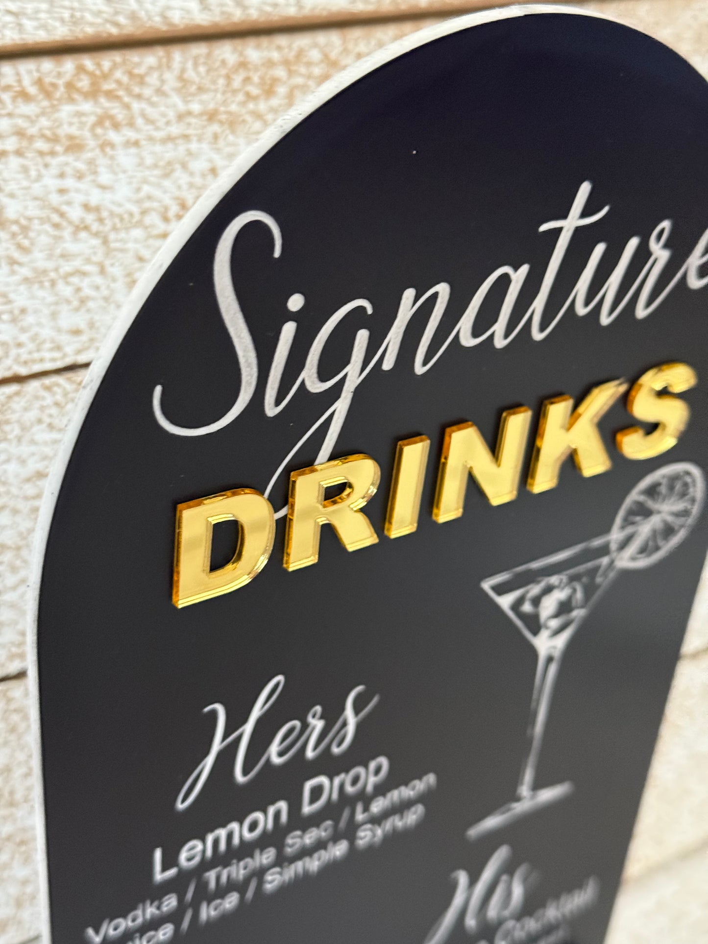 Signature Drinks Bar Menu Sign with Stand, Customized, Acrylic Bar Menu, Wedding Bar Sign, Acrylic Bar Sign, Bar Menu Sign, Bar Menu