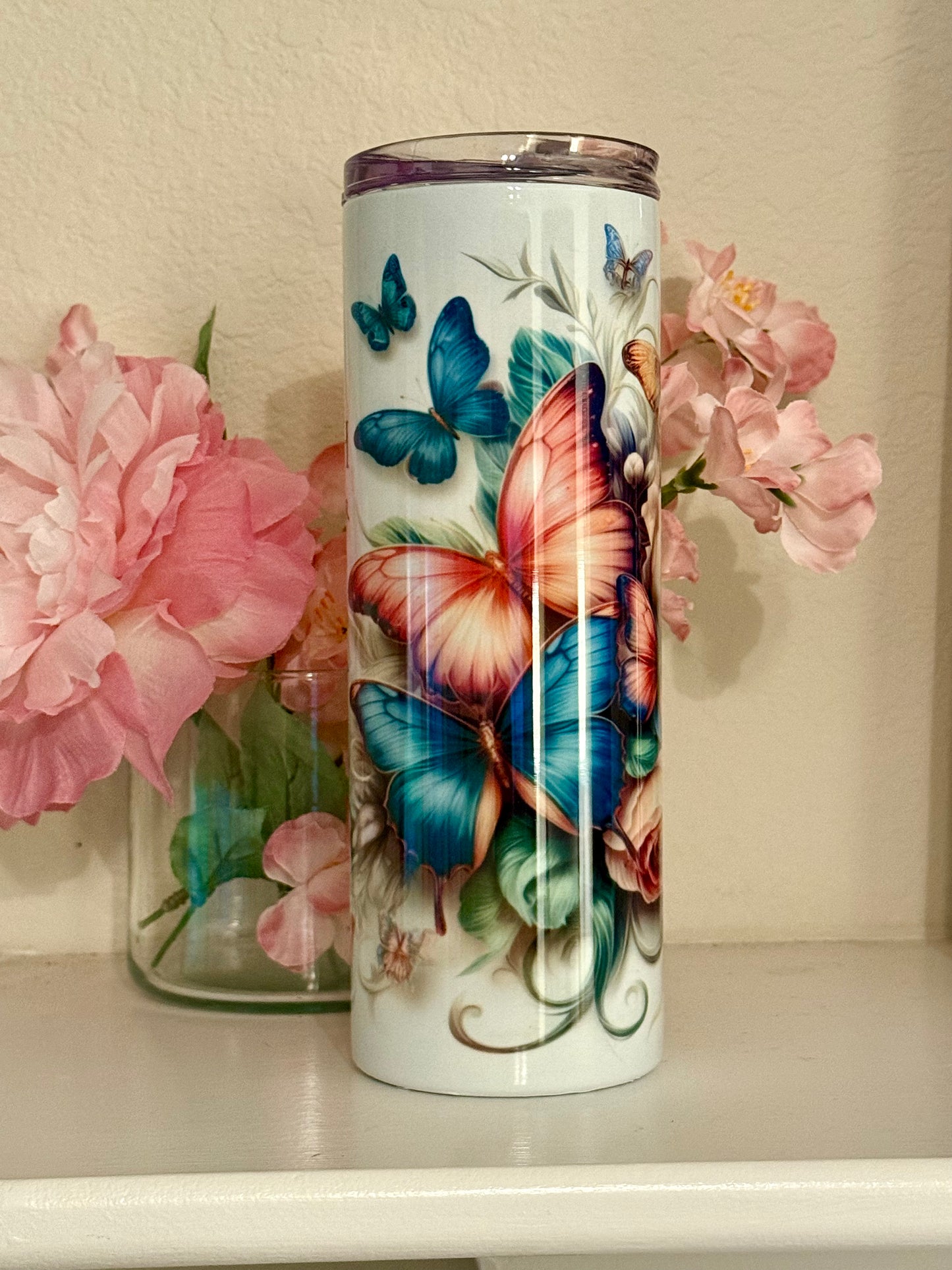 Faith Over Fear Butterfly Inspirational Tumbler