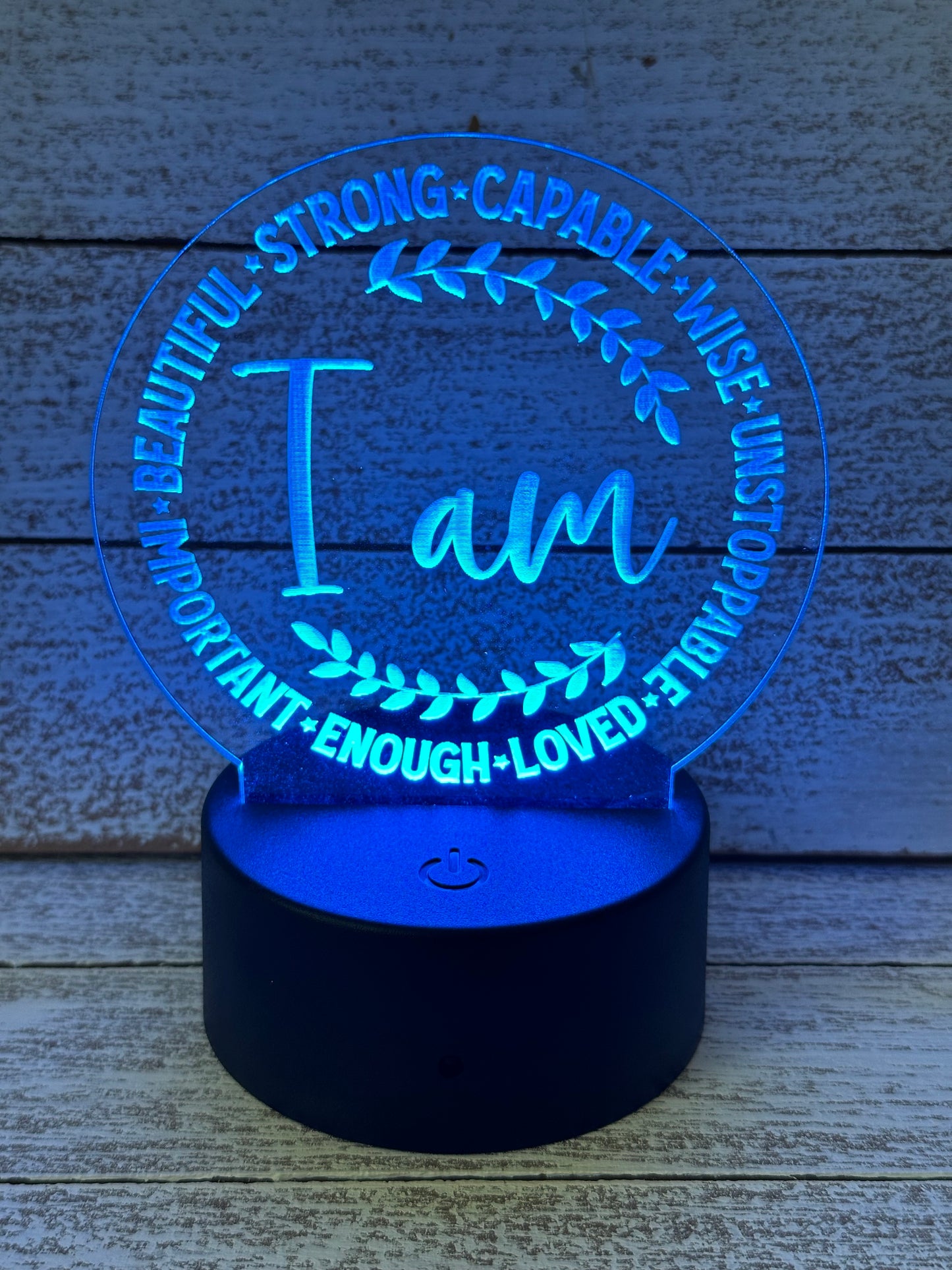 Encouragement LED Table Night Light Lamp, Multiple Color Changes, Remote Control, I AM , Positive Vibes, Customized Optional