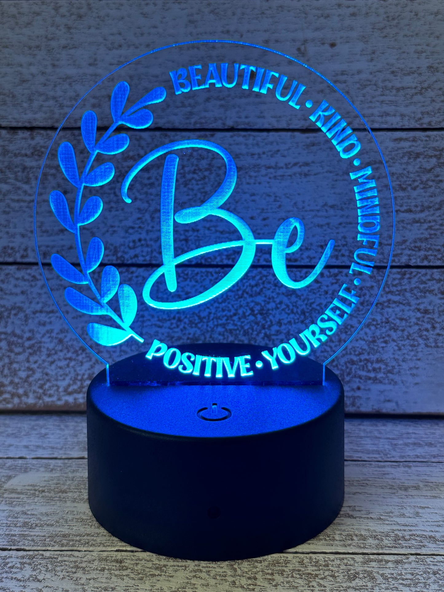 Encouragement LED Table Night Light Lamp, Multiple Color Changes, Remote Control, BE, Positive Vibes, Kind, Mindful
