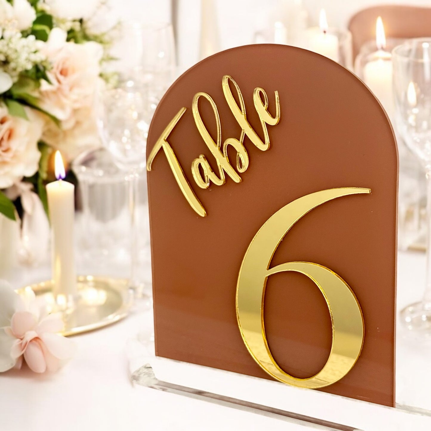 Arch Wedding Table Table Numbers, White 3D Acrylic Gold Mirror Table Numbers, Wedding Table Signs, Table Signage, Wedding Table Setting