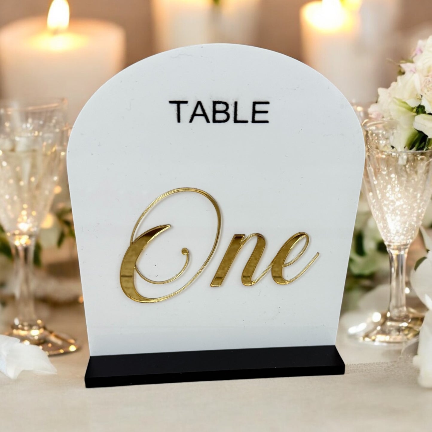 Arch Wedding Table Table Numbers, White 3D Acrylic Gold Mirror Table Wording Numbers, Wedding Table Signs, Table Signage, Wedding Table Setting
