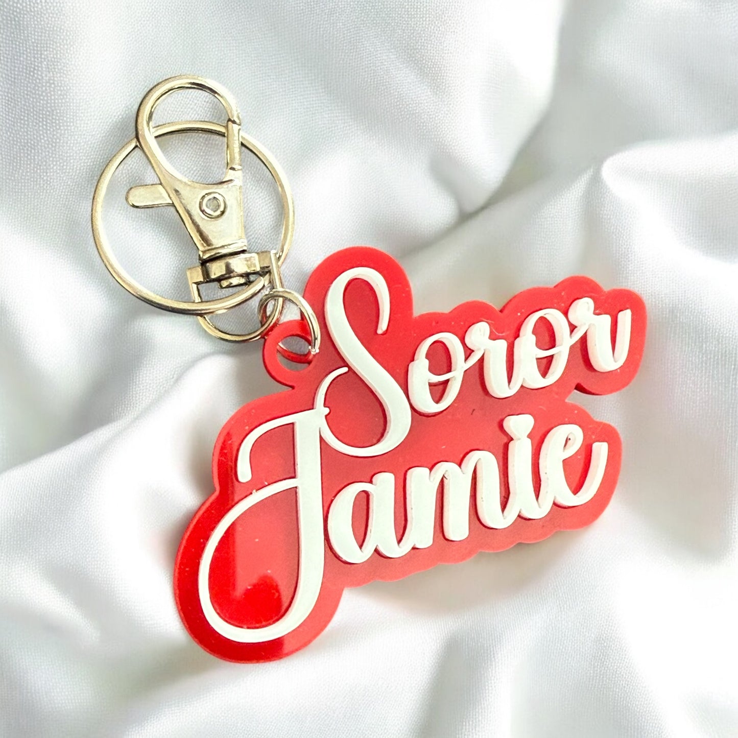 Soror Name Keychain Sorority Customized Gift Gold or Silver Hardware