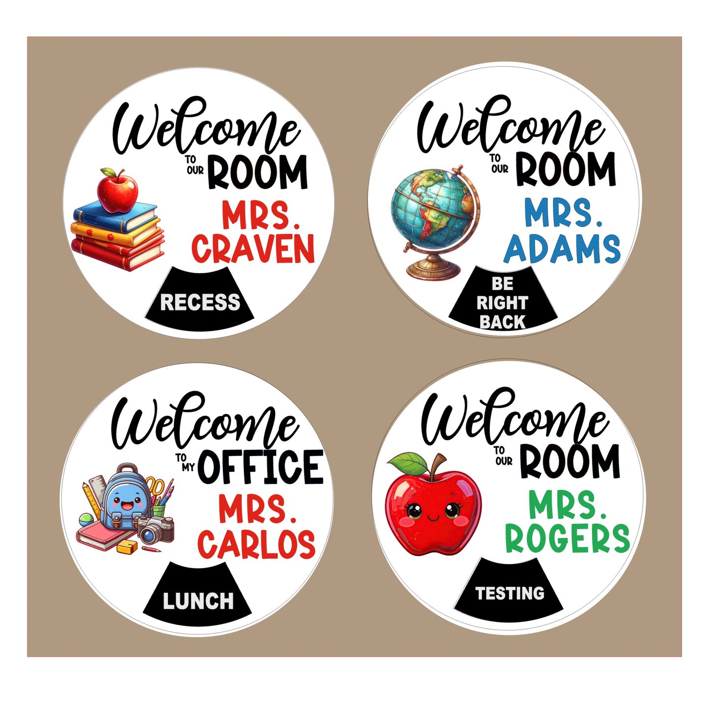 Rotating Status Teacher Nurse Counselor Principal Door Sign Customized