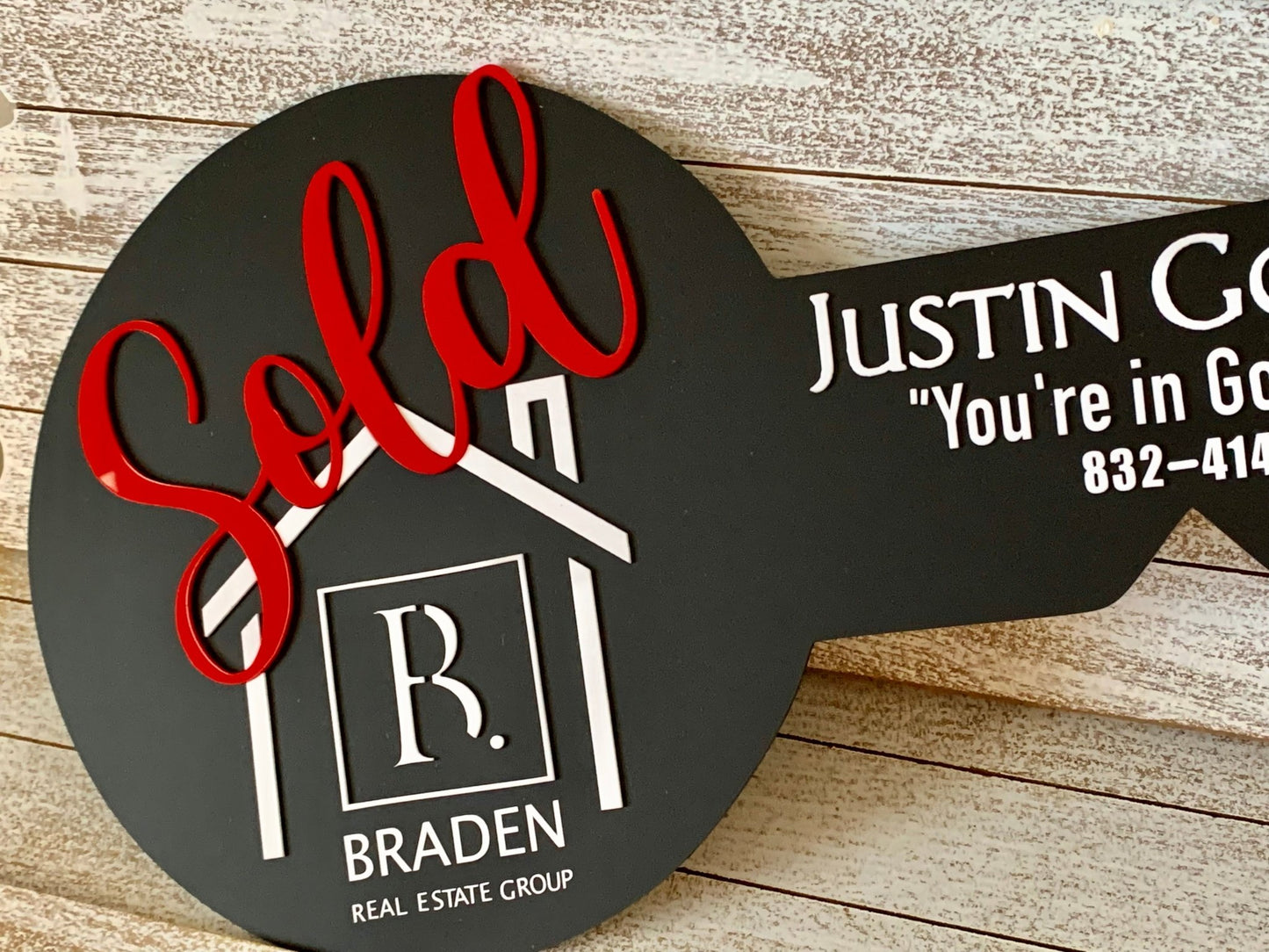 Black Acrylic Realtor Key SOLD Sign | Photo | Closing | Marketing Sign | Customized - So So Diva Designs & Personalized Gifts