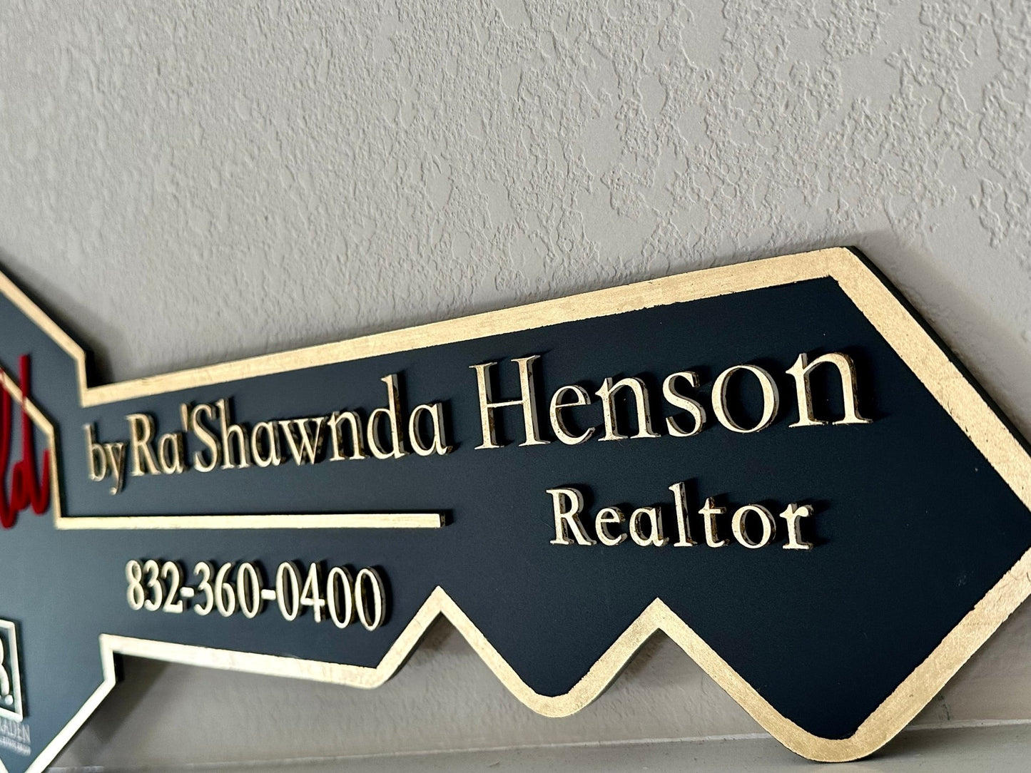 Real Estate SOLD Key Prop Closing Sign Black Gold Trim House Inset - So So Diva Designs & Personalized Gifts