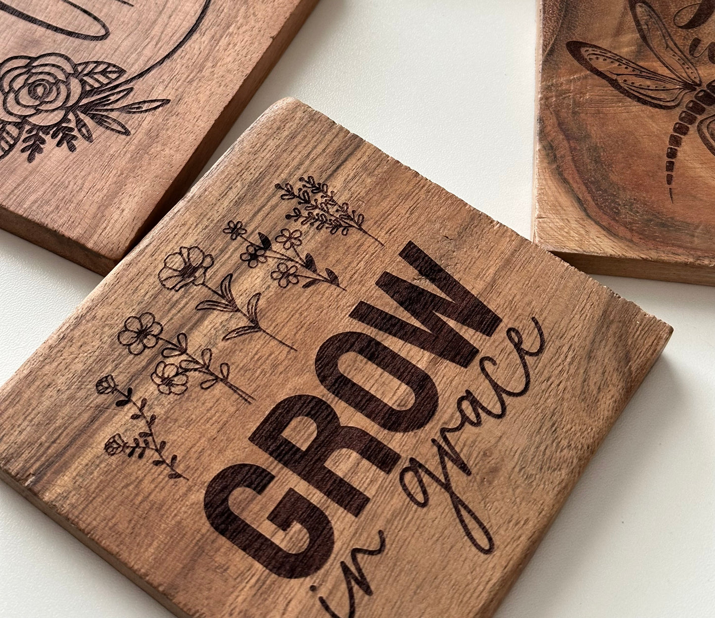 Wood Coasters Set of 4 Inspirational Quotes Gifts Home Decor Housewarming