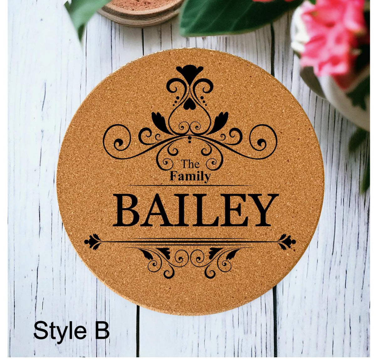 Trivet Monogram Custom 8" Cork Trivet for Kitchen Hot Plate Coaster Pads,High Heat Pot,Heat Food Rack,Heat Resistant Cork Placemat, 4 Styles