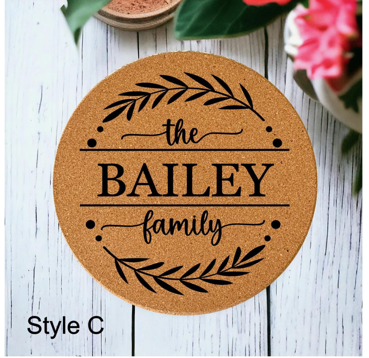 Trivet Monogram Custom 8" Cork Trivet for Kitchen Hot Plate Coaster Pads,High Heat Pot,Heat Food Rack,Heat Resistant Cork Placemat, 4 Styles