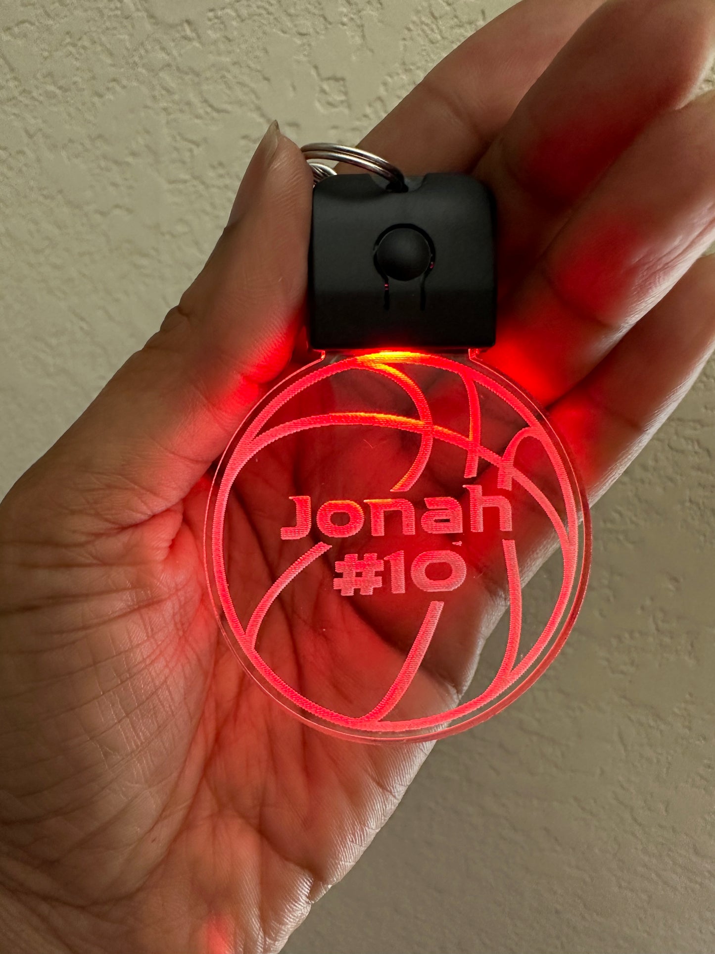 Basketball Personalized LED Clear Engraved Name Key Chain Gift Rechargeable