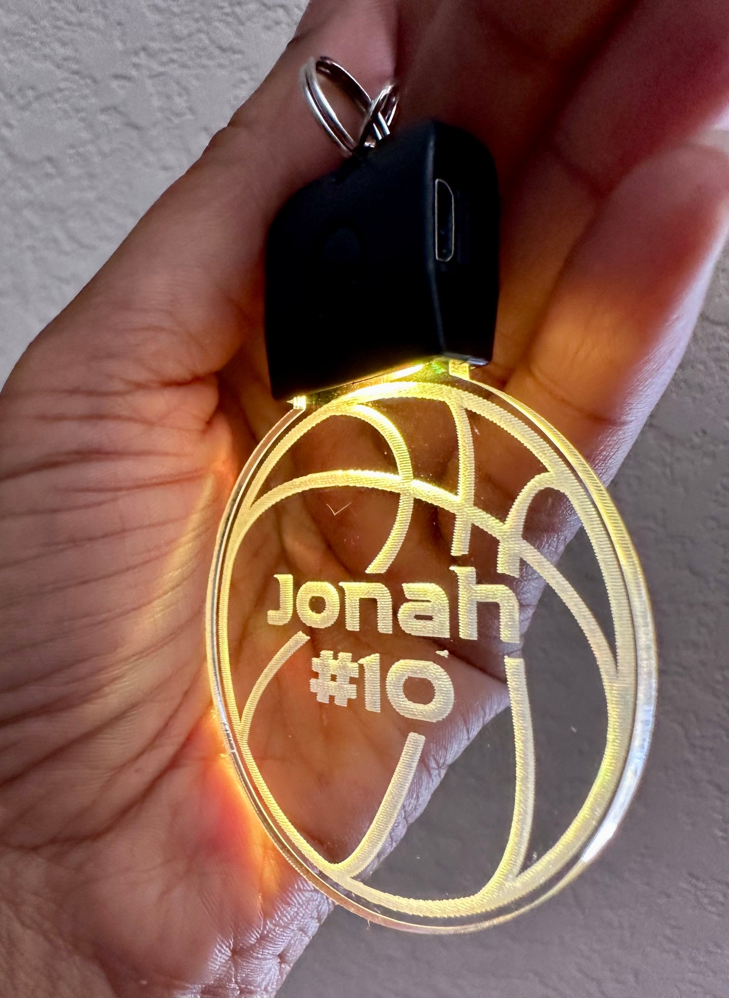 Basketball Personalized LED Clear Engraved Name Key Chain Gift Rechargeable