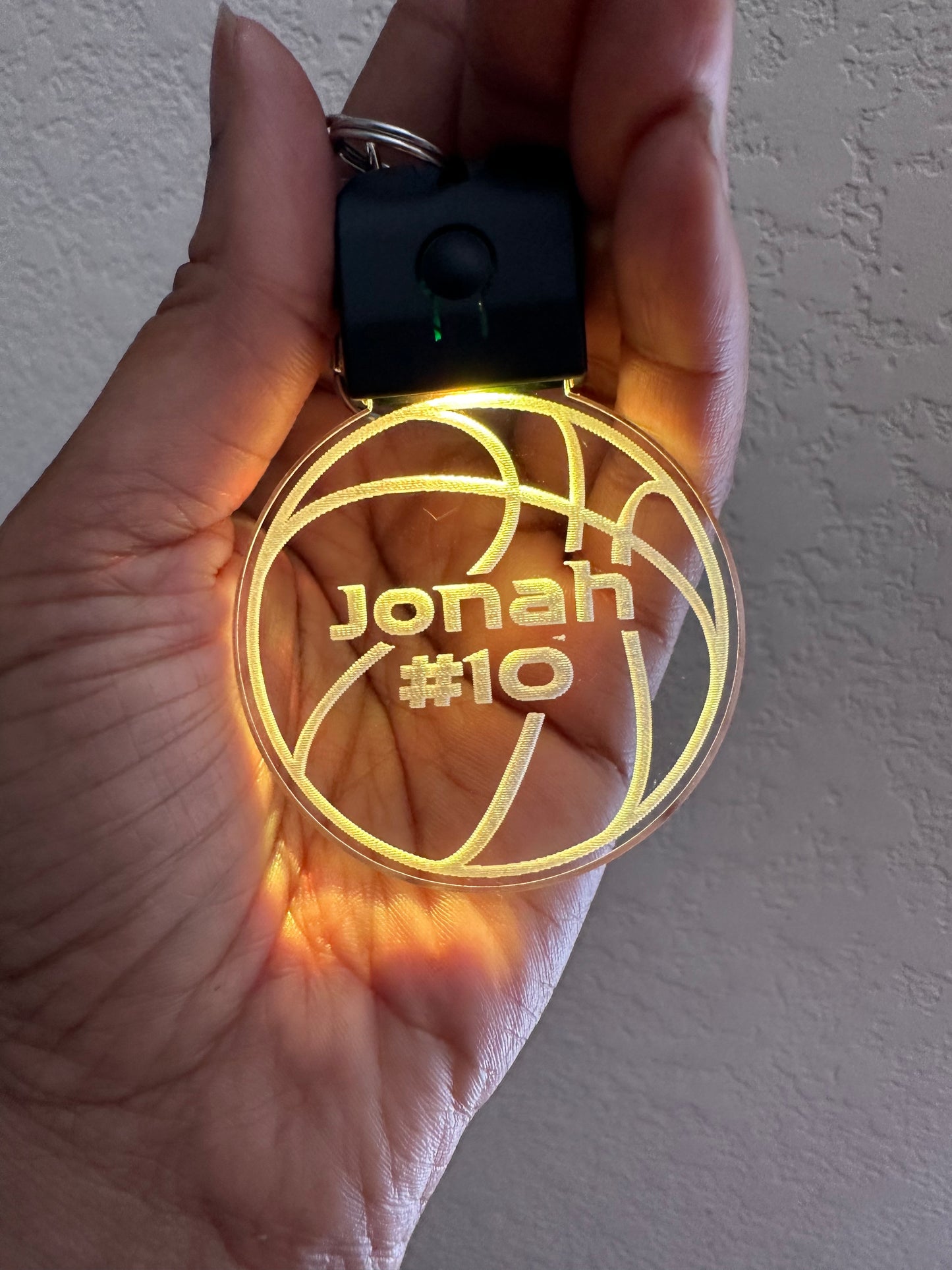 Basketball Personalized LED Clear Engraved Name Key Chain Gift Rechargeable