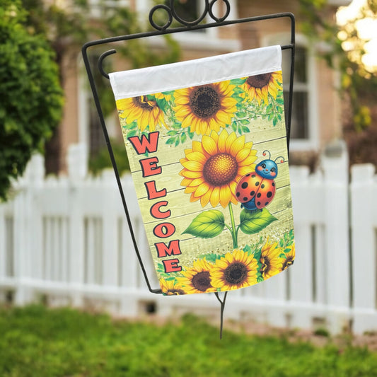 Ladybug Garden Flag, Outdoor Yard Flags, Outdoor Decor, Sunflower