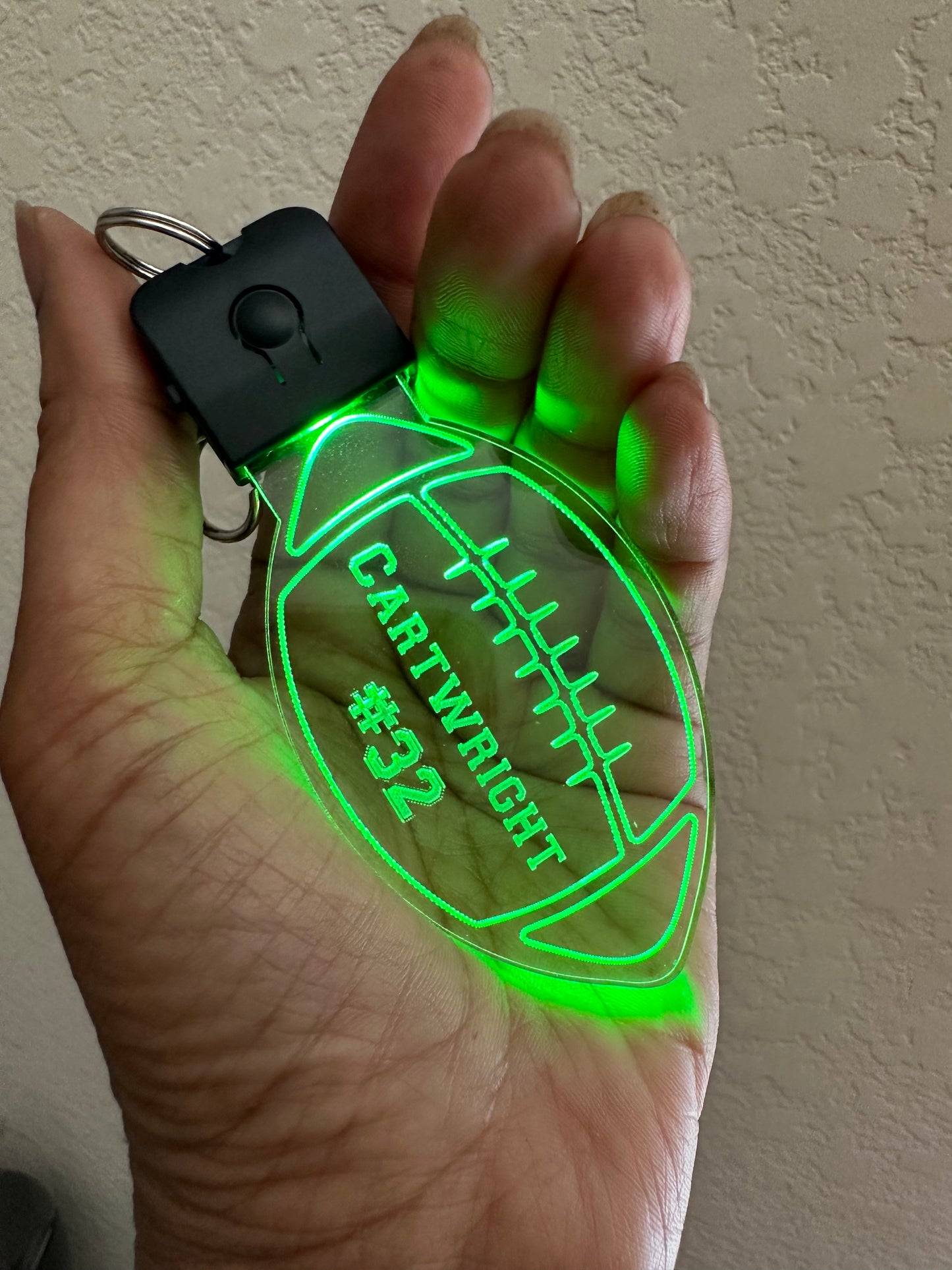 Football Personalized LED Clear Engraved Name Key Chain Gift Rechargeable