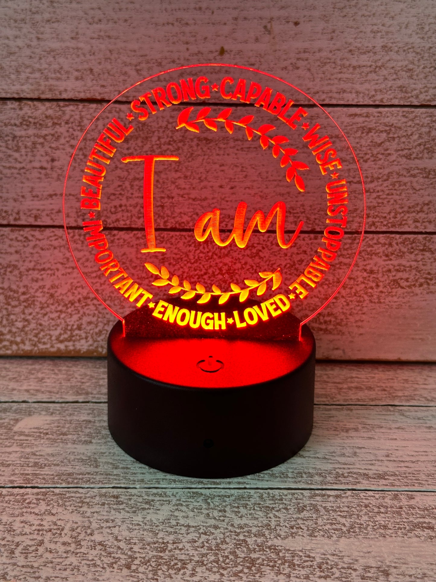 Encouragement LED Table Night Light Lamp, Multiple Color Changes, Remote Control, I AM , Positive Vibes, Customized Optional