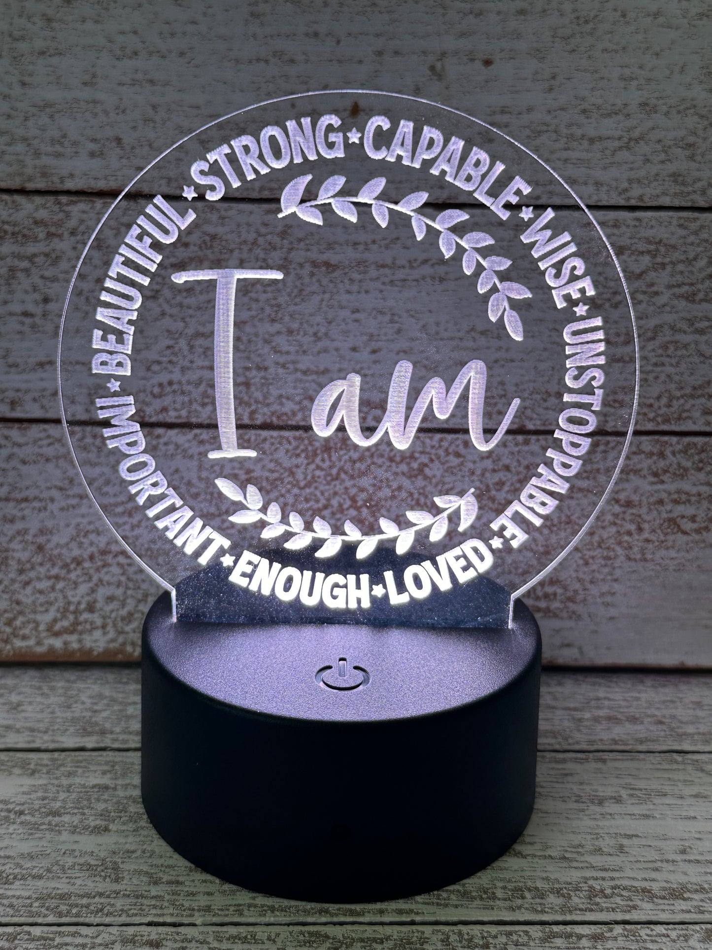 Encouragement LED Table Night Light Lamp, Multiple Color Changes, Remote Control, I AM , Positive Vibes, Customized Optional
