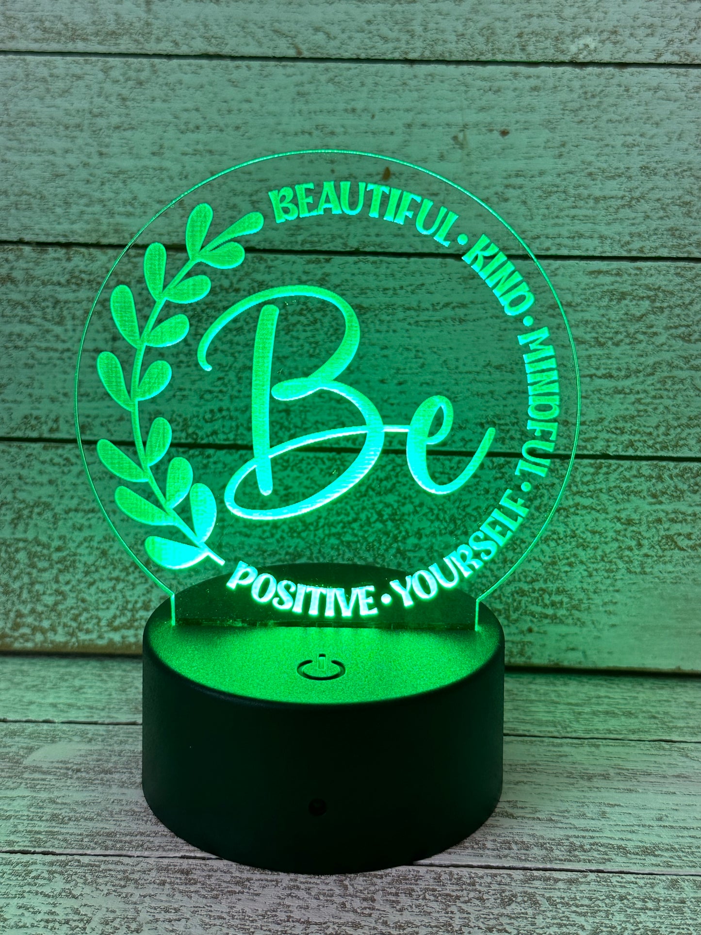 Encouragement LED Table Night Light Lamp, Multiple Color Changes, Remote Control, BE, Positive Vibes, Kind, Mindful