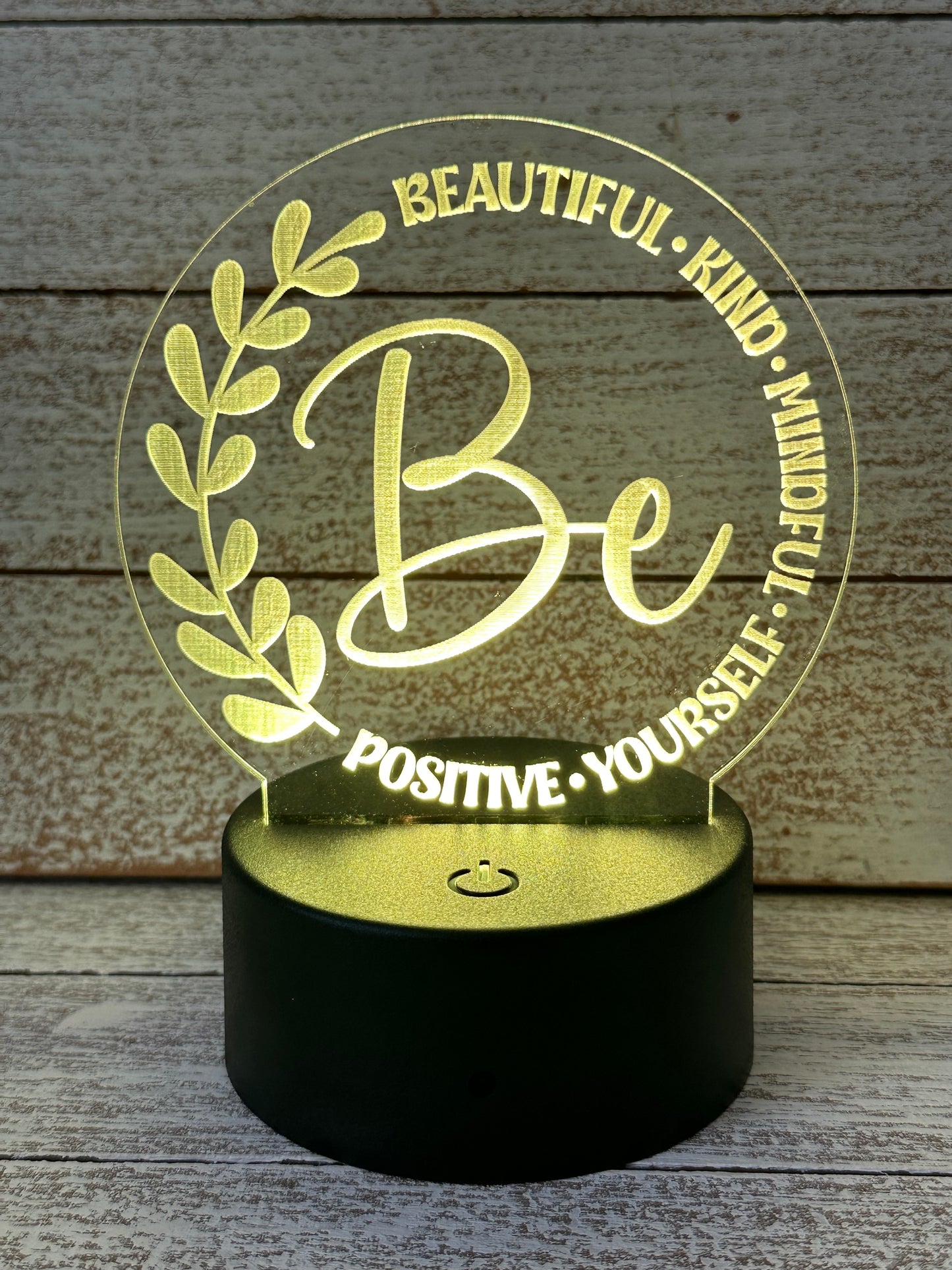 Encouragement LED Table Night Light Lamp, Multiple Color Changes, Remote Control, BE, Positive Vibes, Kind, Mindful