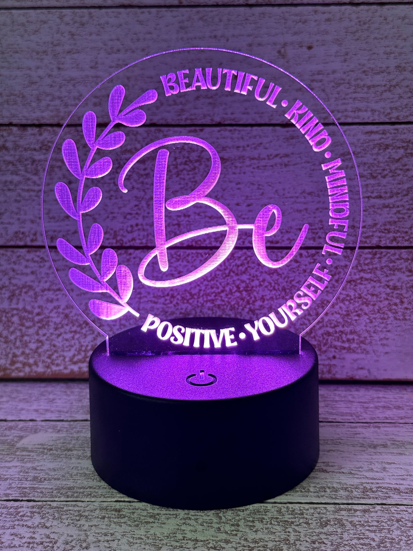 Encouragement LED Table Night Light Lamp, Multiple Color Changes, Remote Control, BE, Positive Vibes, Kind, Mindful