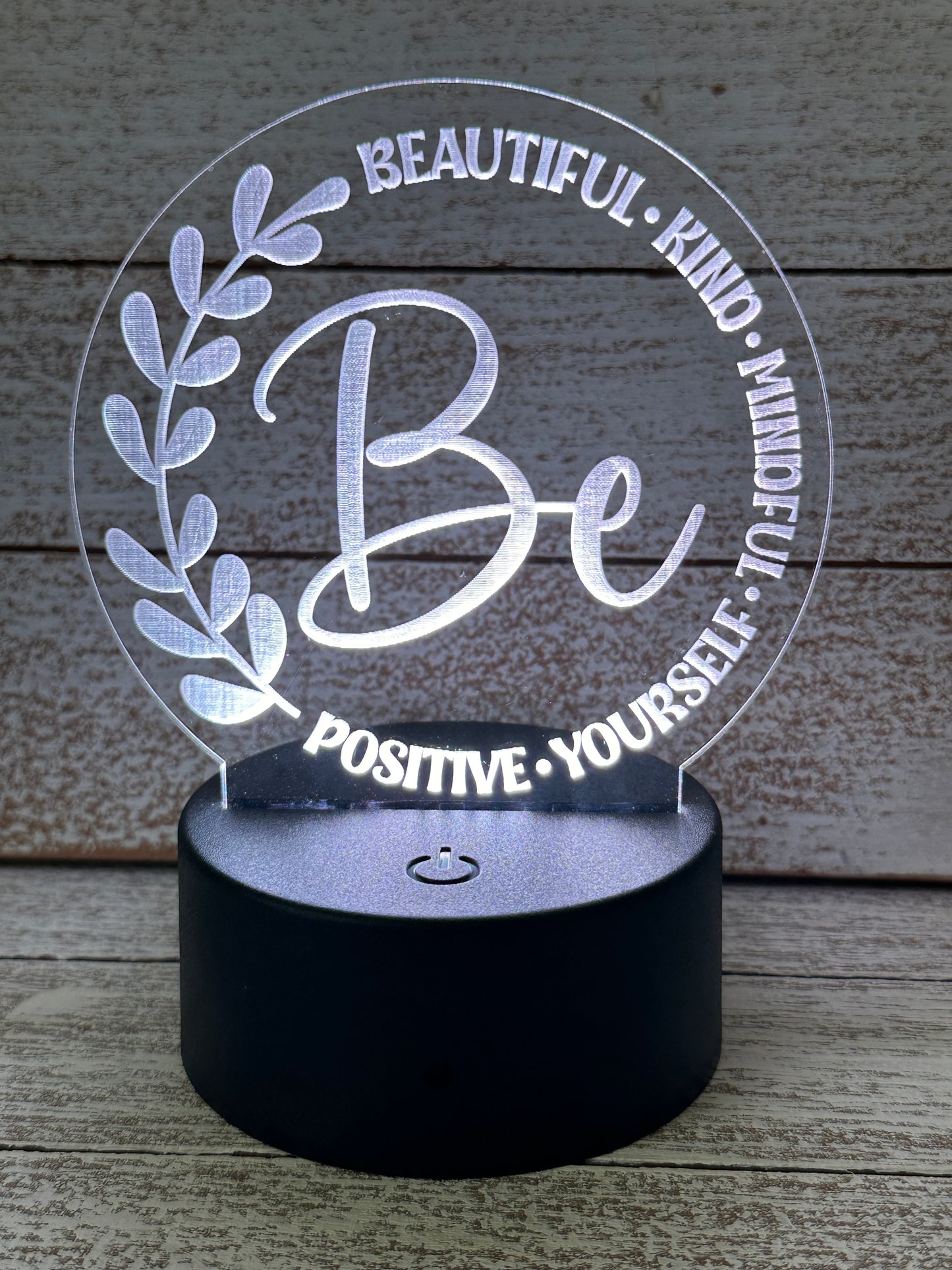 Encouragement LED Table Night Light Lamp, Multiple Color Changes, Remote Control, BE, Positive Vibes, Kind, Mindful