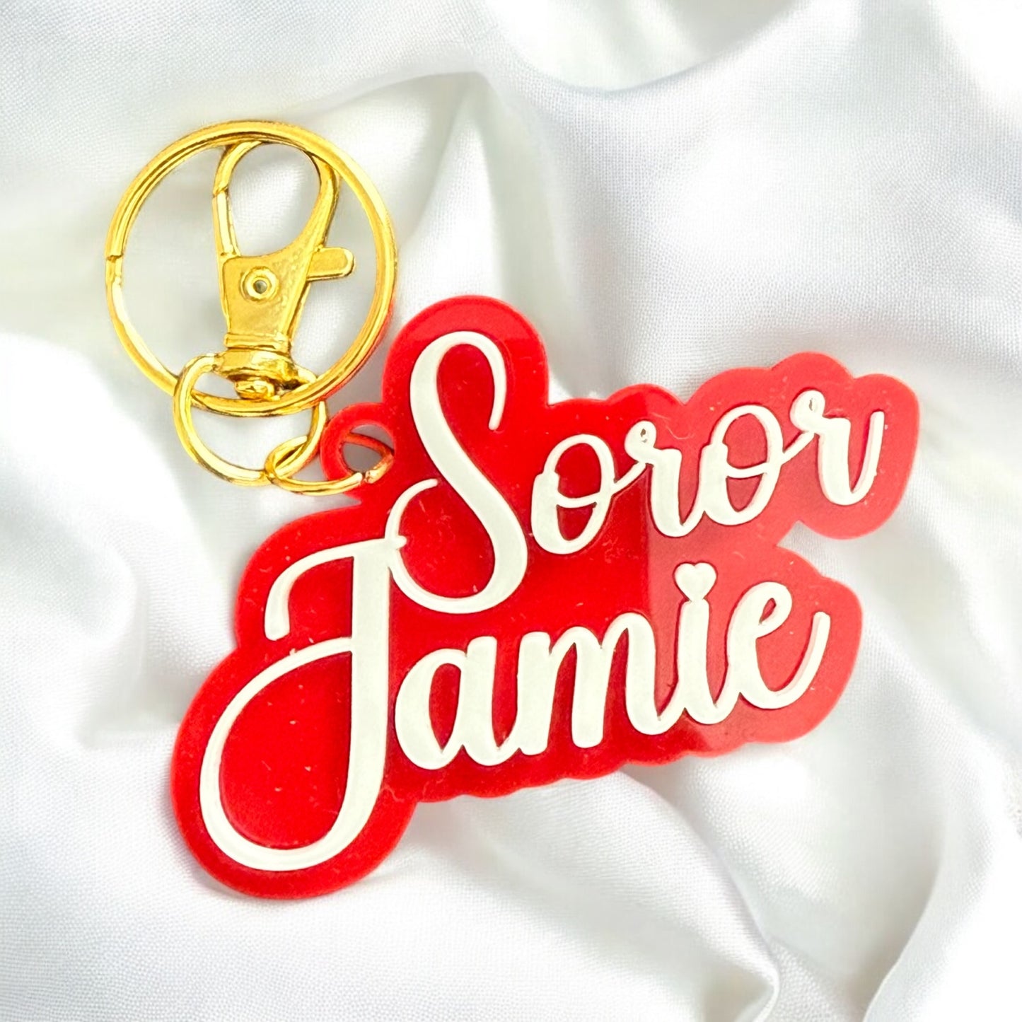 Soror Name Keychain Sorority Customized Gift Gold or Silver Hardware