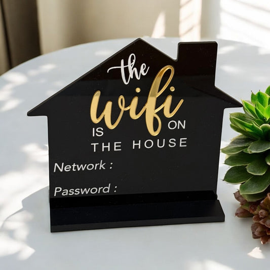 Acrylic Guest WiFi Password Sign Freestanding House Decorative Sign for Room 5x5 inch