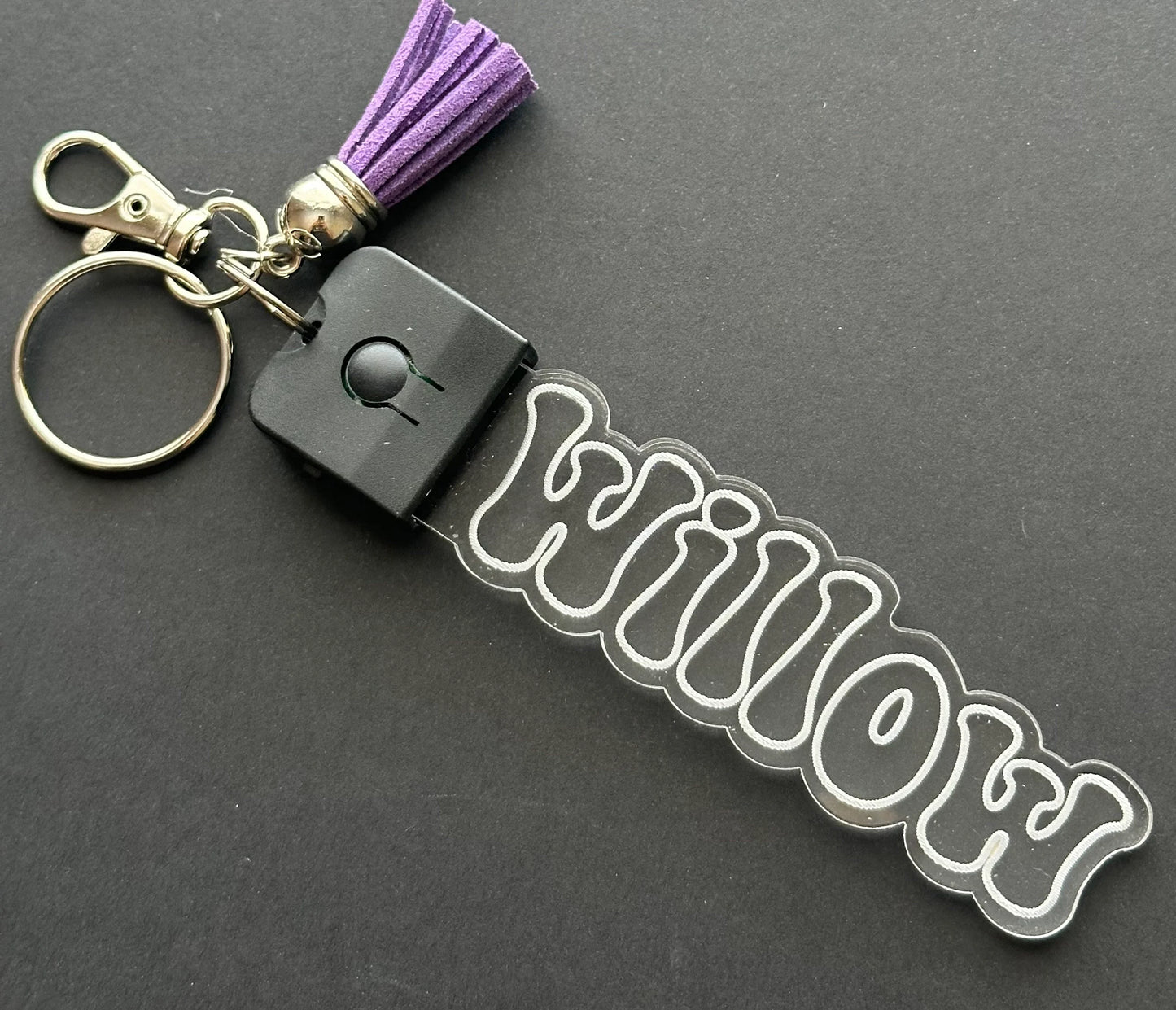 Personalized LED Clear Engraved Name Key Chain, Keepsake, Gift, Rechargeable, Birthday