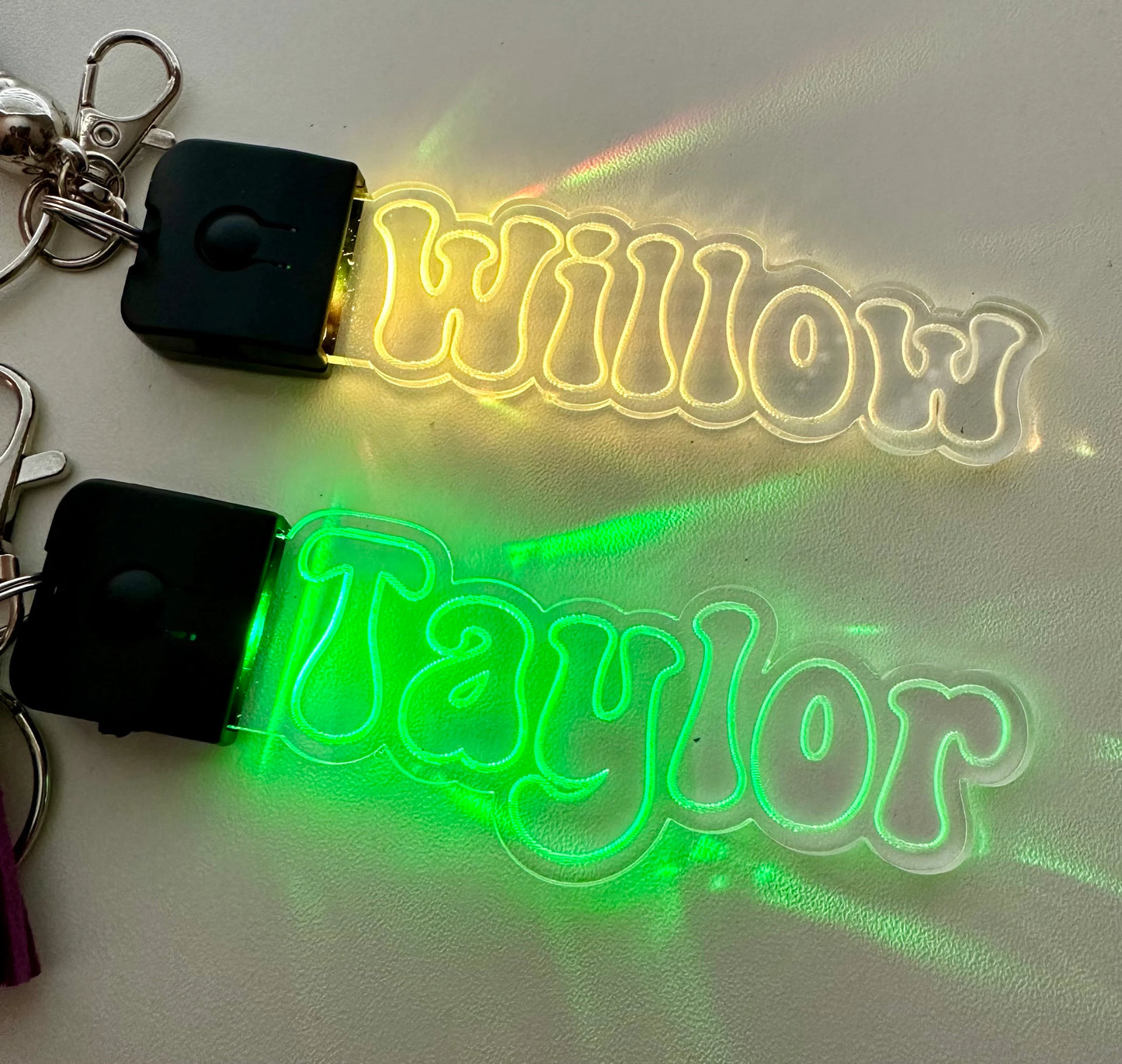 Personalized LED Clear Engraved Name Key Chain, Keepsake, Gift, Rechargeable, Birthday