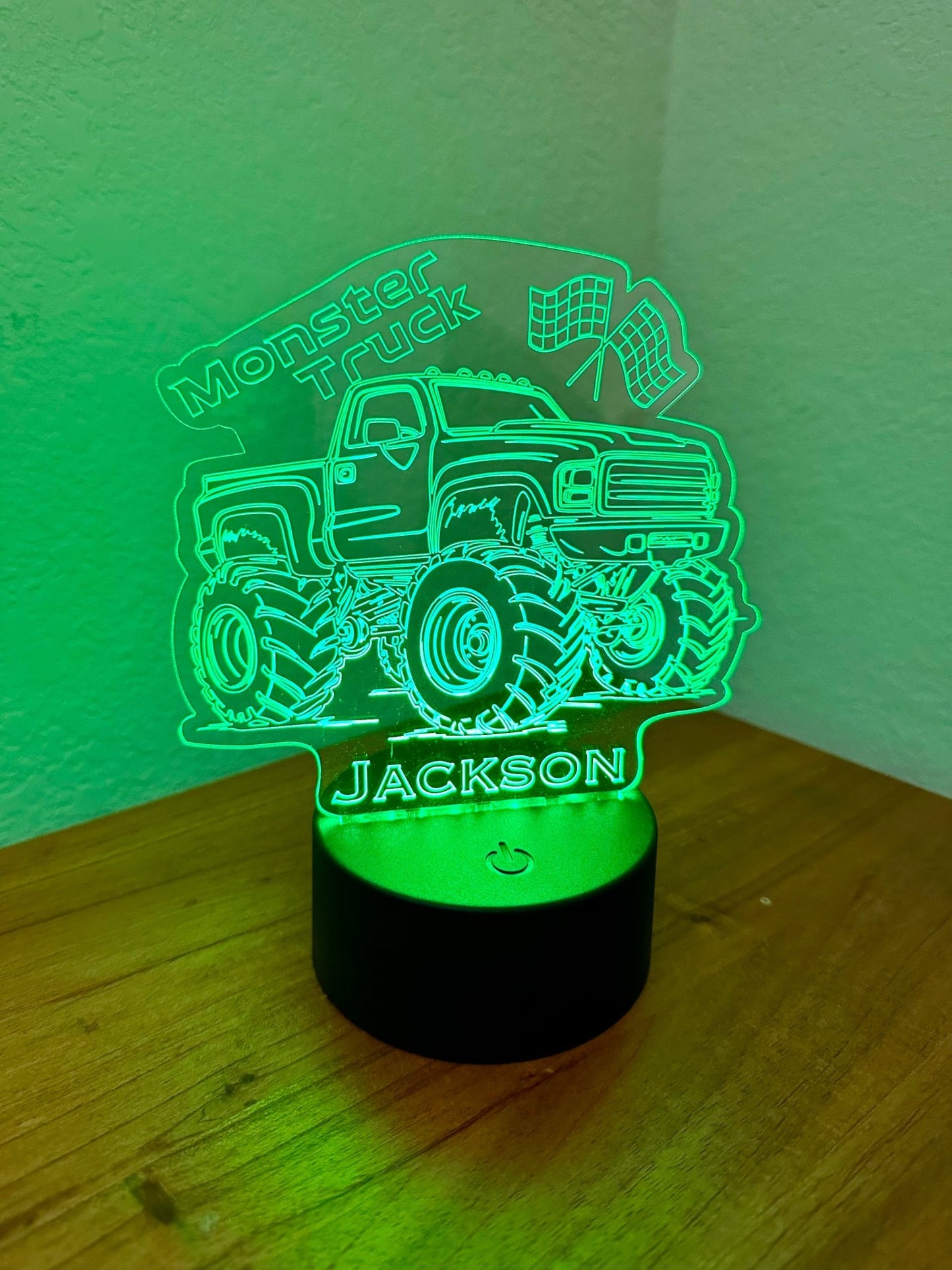 Monster Truck LED Night Light Lamp Customized, Youth, Multiple Color Changes, Remote Control - So So Diva Designs & Personalized Gifts
