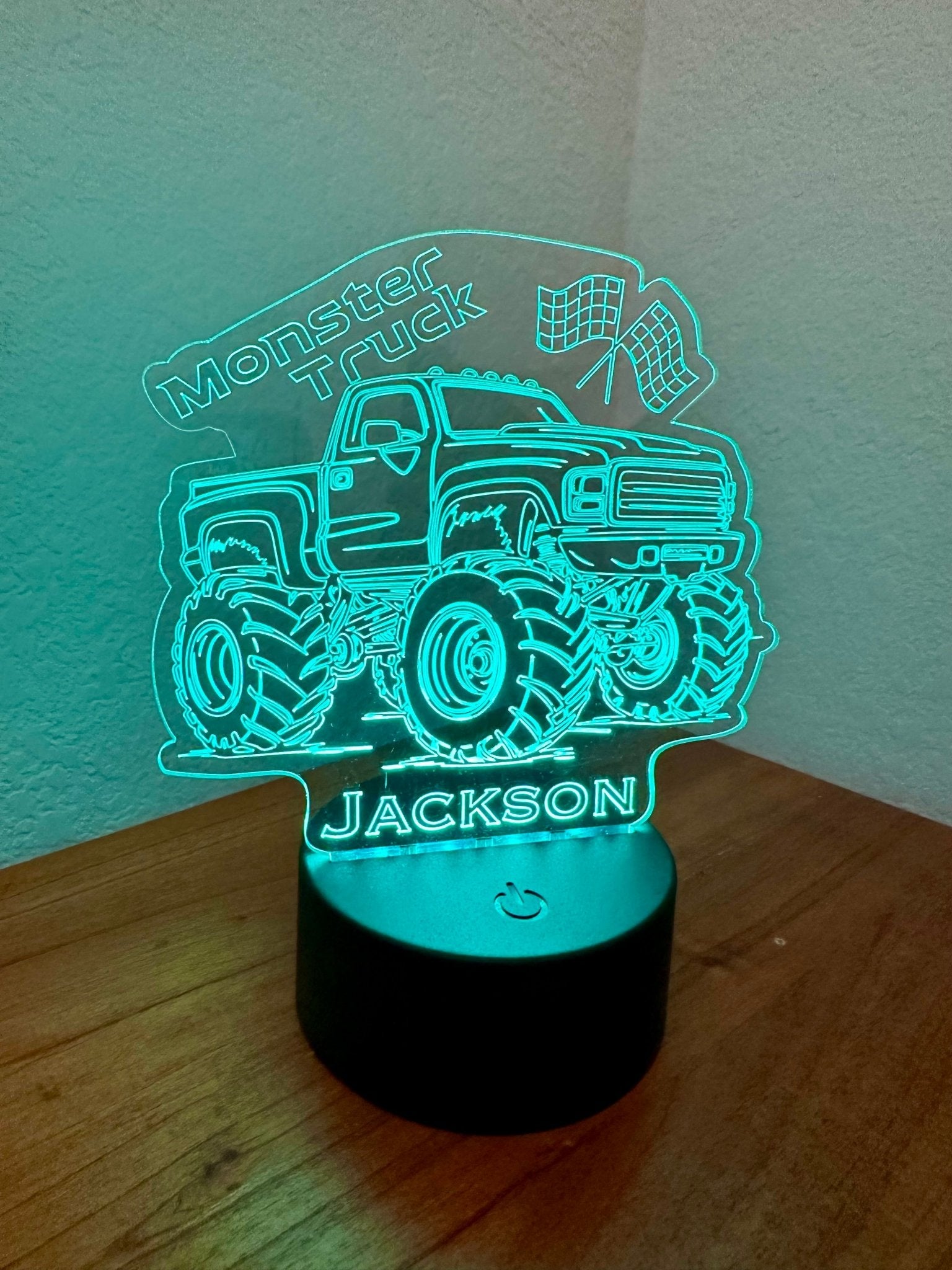 Monster Truck LED Night Light Lamp Customized, Youth, Multiple Color Changes, Remote Control - So So Diva Designs & Personalized Gifts