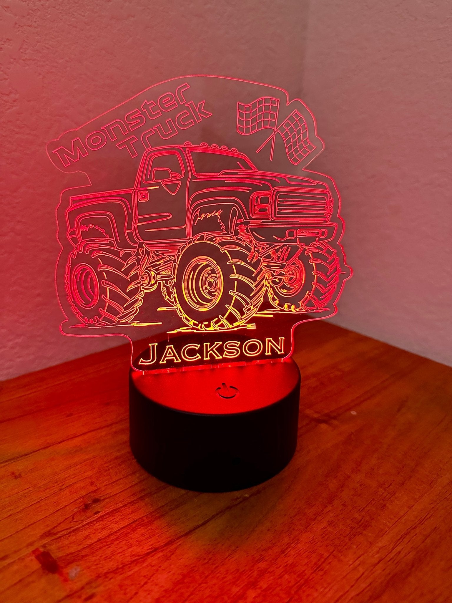 Monster Truck LED Night Light Lamp Customized, Youth, Multiple Color Changes, Remote Control - So So Diva Designs & Personalized Gifts