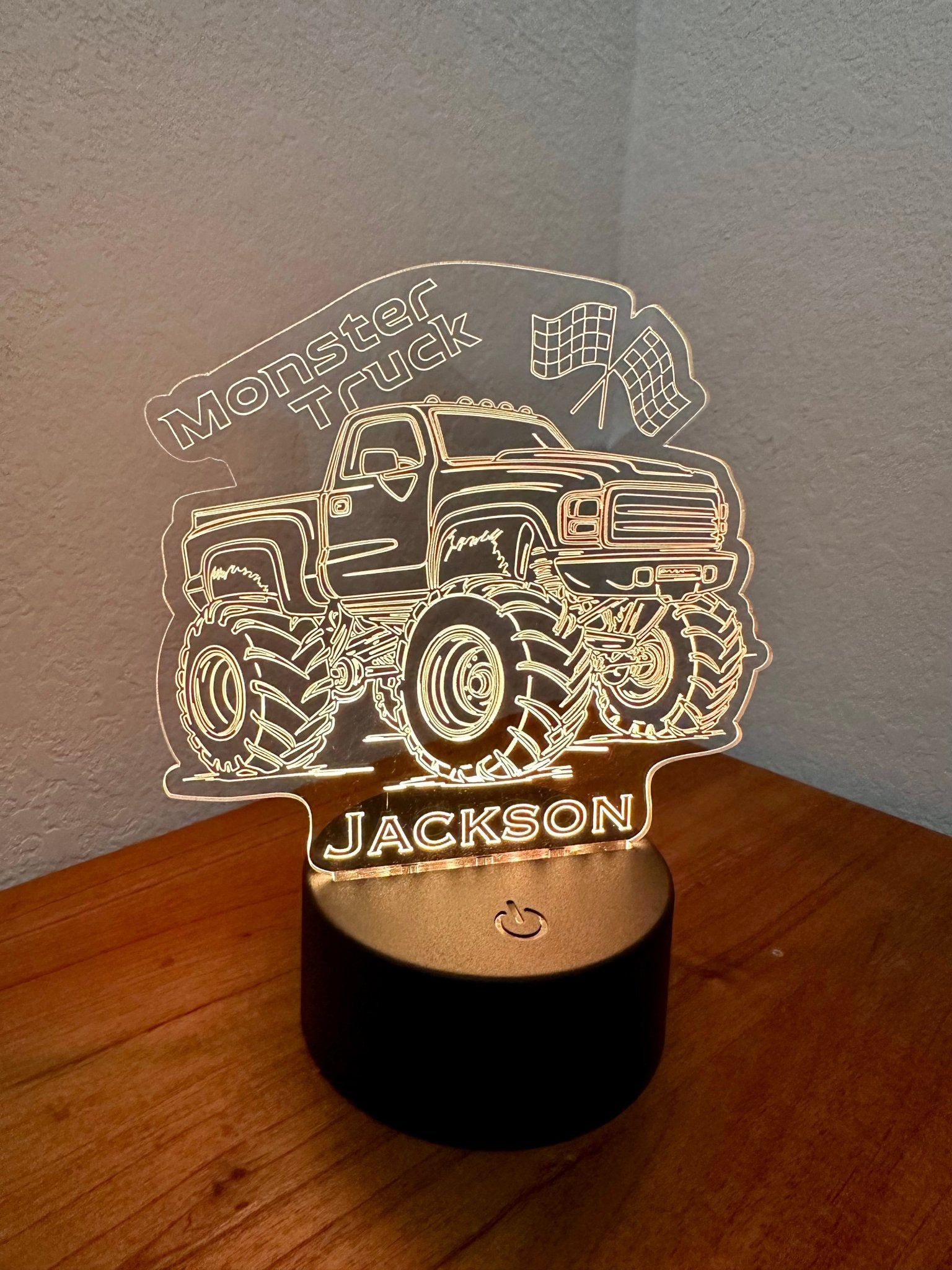 Monster Truck LED Night Light Lamp Customized, Youth, Multiple Color Changes, Remote Control - So So Diva Designs & Personalized Gifts