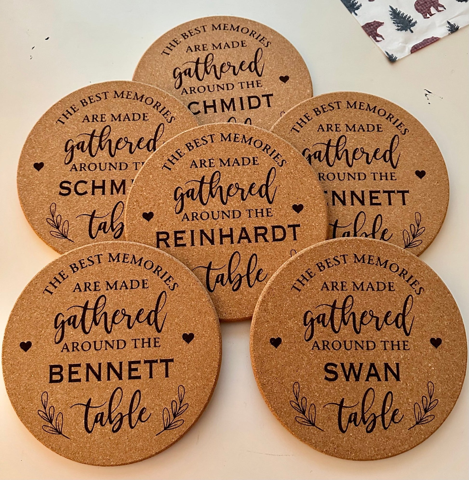 Personalized Best Memories Cork Trivet 7" - So So Diva Designs & Personalized Gifts