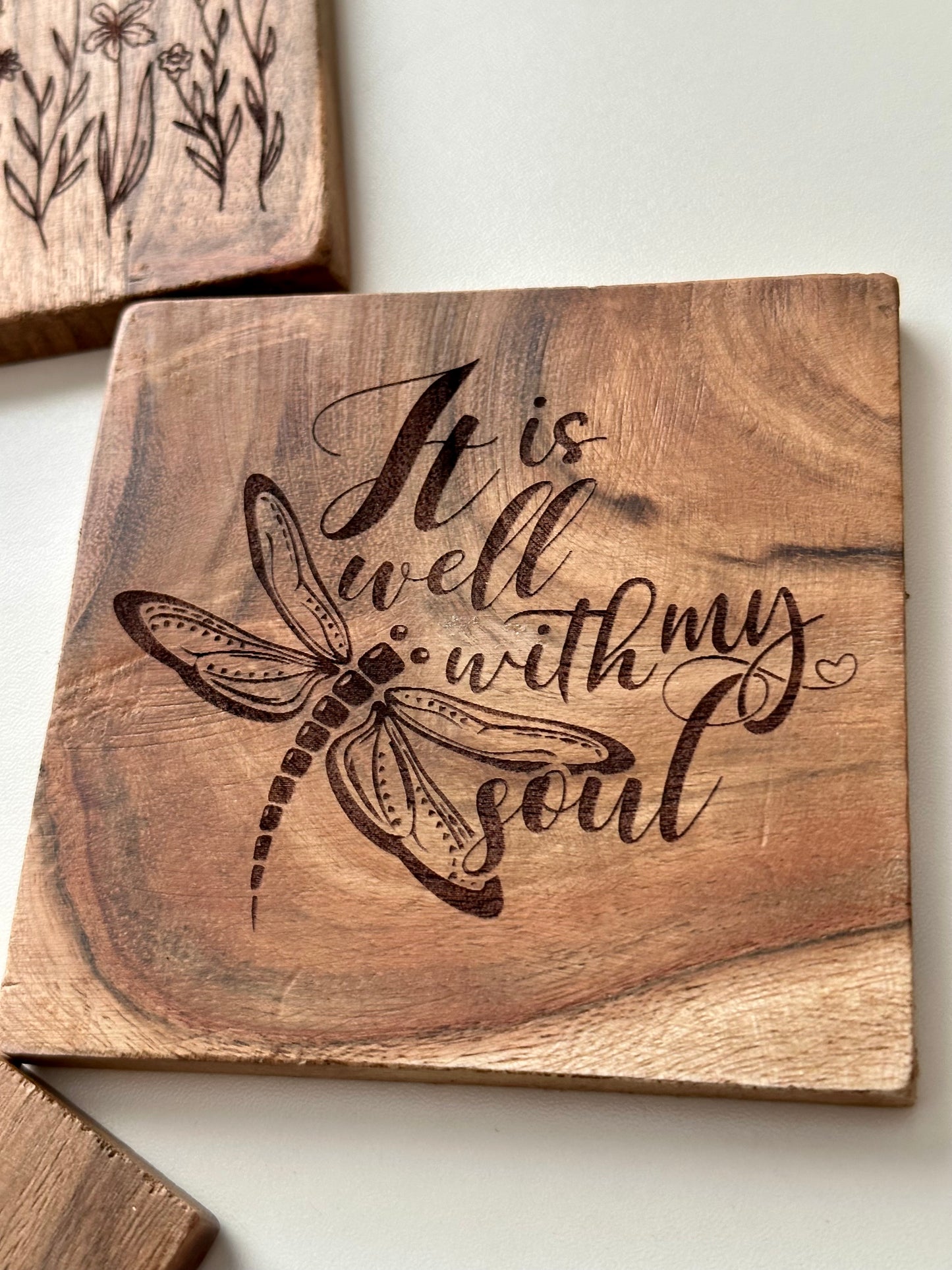 Wood Coasters Set of 4 Inspirational Quotes Gifts Home Decor Housewarming